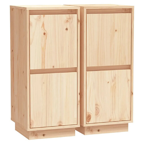 Maison Chic Lot de 2 Commode Buffet - Meuble de rangements 31,5x34x75 cm Bois massif de pin -GKD45930