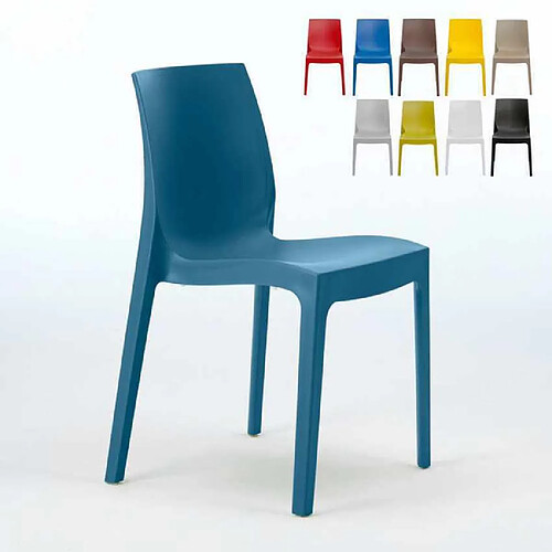 22 Chaises Rome Grand Soleil en polypropylène empilables pour bar et café, Couleur: Bleu