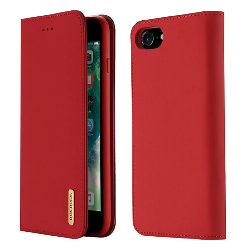 Dux Ducis Etui en cuir véritable + TPU (certifié CNAS/CMA) avec support rouge pour votre Apple iPhone SE 2