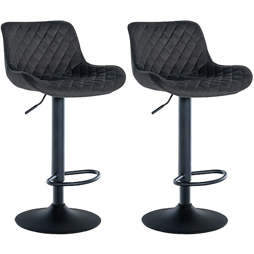 Non Lot de 2 tabourets de bar Minosa velours