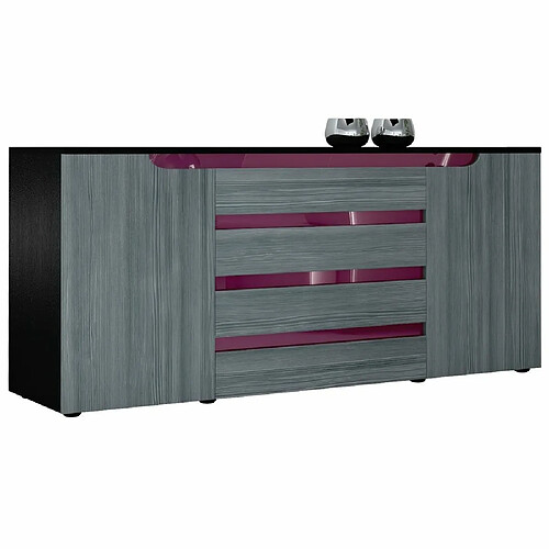 Mpc Buffet Bas Noir Mat Et Avola Anthracite (lxhxp) : 166 X 72 X 35