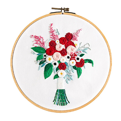 Kit Point De Croix Imprimé Kits De Broderie Motif De Fleurs Artisanat Fleur Rouge