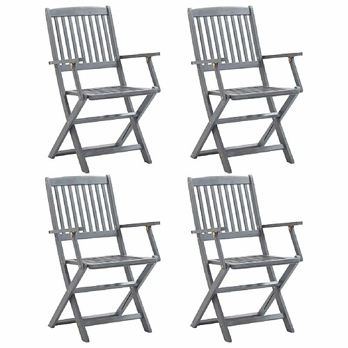 Maison Chic Lot de 4 Chaises pliables d'extérieur| chaises Relax de jardin Bois d'acacia solide -GKD71093