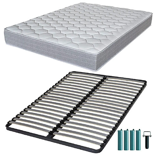 Ebac Matelas mousse + Sommier métal C220 140x190 Madere - Hauteur 24 cm - Soutien ferme