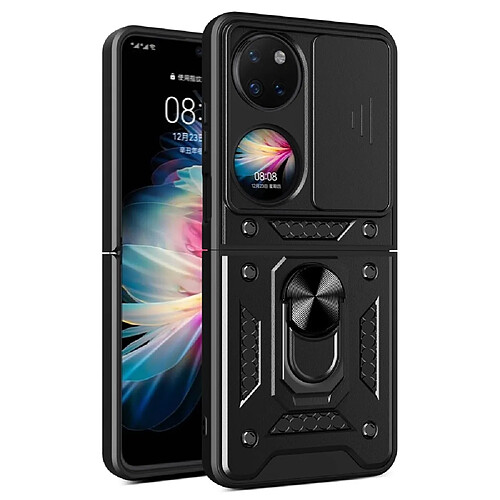 Coque en TPU anti-empreintes digitales avec béquille noir pour votre Huawei P50 Pocket