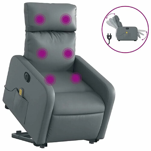 Maison Chic Fauteuil Relax pour salon, Fauteuil inclinable de massage électrique gris similicuir -GKD37100