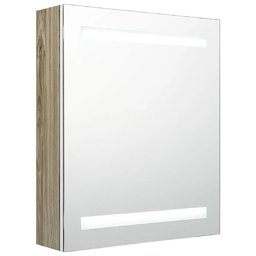 Maison Chic Armoire de salle de bain,Meuble de rangement,Meuble haut à miroir à LED blanc et chêne -GKD672219