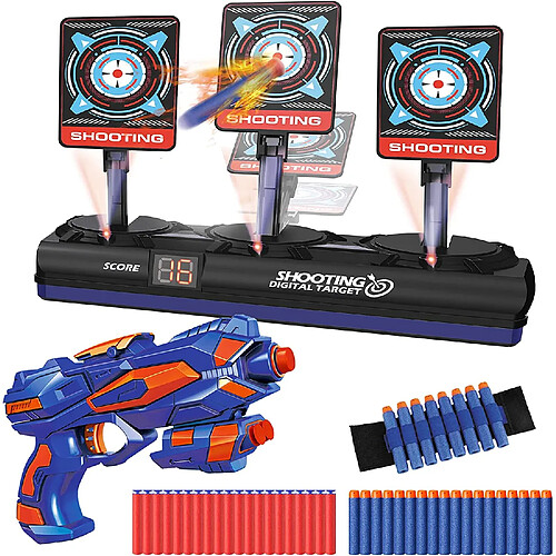 Nerf pistolet avec 40 flèchettes en mousse et 3 cibles électronique bleu orange