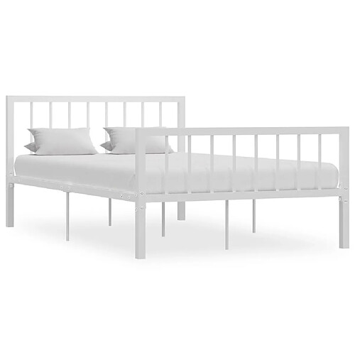 Maison Chic Lit adulte - Lit simple Cadre de lit,Structure du lit Contemporain Blanc Métal 120 x 200 cm -MN48756