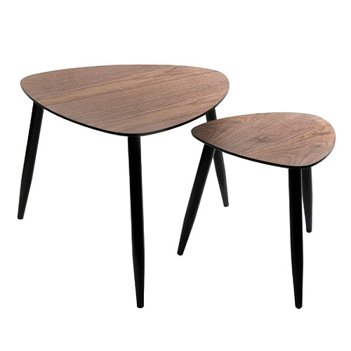 Atmosphera, Createur D'Interieur Lot de 2 tables à café façon Noyer "Mileo" Atmosphera