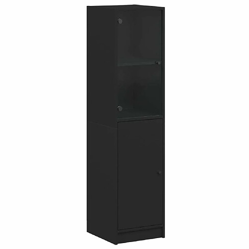 Maison Chic Commode Buffet - Meuble de rangement avec porte en verre noir 35x37x142 cm -GKD43302