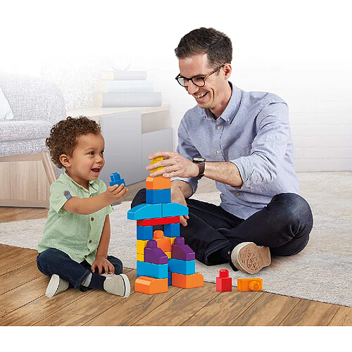 Mega Bloks Sac de blocs de construction de 80 pièces pour bébé et enfant de 1 à 5 ans bleu