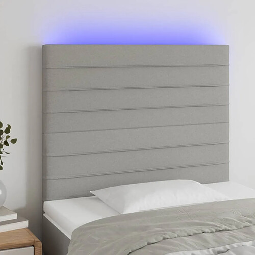 Maison Chic Tête de lit scandinave à LED,meuble de chambre Gris clair 100x5x118/128 cm Tissu -MN13626