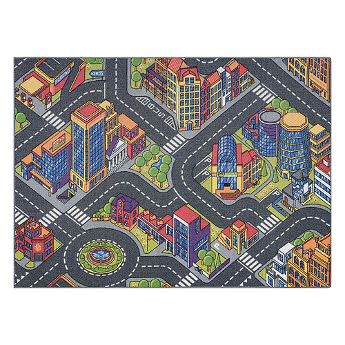 RUGSX TAPIS REBEL ROADS Urban life 97 Métropole, rues antidérapant pour enfants - gris 95x200 cm