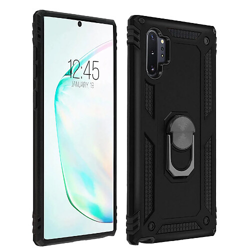 Avizar Coque Galaxy Note 10 Plus Bi matière Rigide Souple Bague Support Vidéo Noir