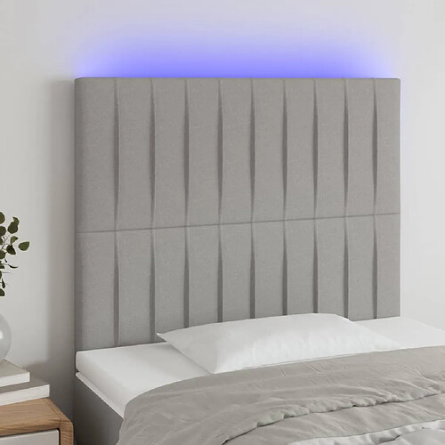 vidaXL Tête de lit à LED Gris clair 80x5x118/128 cm Tissu