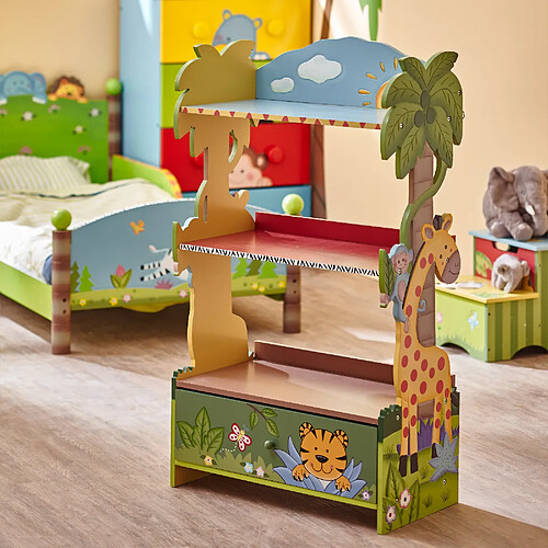 Fantasy Fields Bibliothèque enfant Sunny Safari en bois pour rangement de livres jouets W-8268A