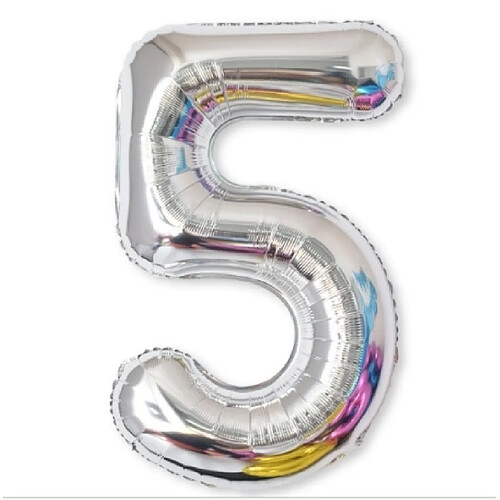 Wewoo Décorations de Fête 2 PCS 40 Pouces Aluminium Nombre Ballons Anniversaire Mariage Décor Enfants Ball Fournitures 5-Argent