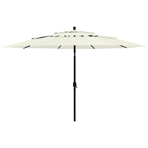 ComfortXL Parasol à 3 Niveaux Avec Mât En Aluminium Sable 3,5 M