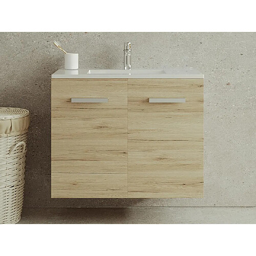 Vente-Unique Meuble sous vasque suspendu - Coloris naturel clair - L60 cm - LAURINE II