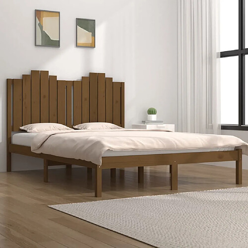 vidaXL Cadre de lit sans matelas marron miel bois massif 120x200 cm