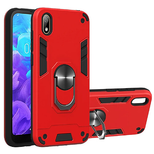 Coque en TPU hybride 2 en 1 amovible avec béquille rotative rouge pour votre Huawei Y5 (2019)/Honor 8S