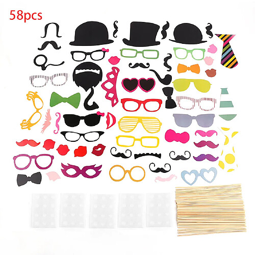 Universal 58 pièces/lot d'accessoires colorés sur le stand photo bâton moustache pour un mariage intéressant