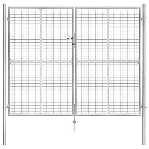 vidaXL Porte de jardin Acier galvanisé 306x250 cm Argenté