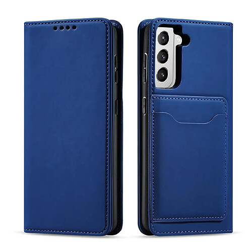 Ozzzo etui pour cartes magnetiques pour samsung galaxy s22 + (s22 plus) pochette portefeuille porte-cartes bleu