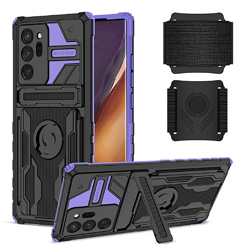 Coque en TPU double couche avec béquille violet pour votre Samsung Galaxy Note20 Ultra