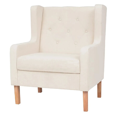 Helloshop26 Fauteuil chaise siège lounge design club sofa salon tissu blanc crème 1102129/3