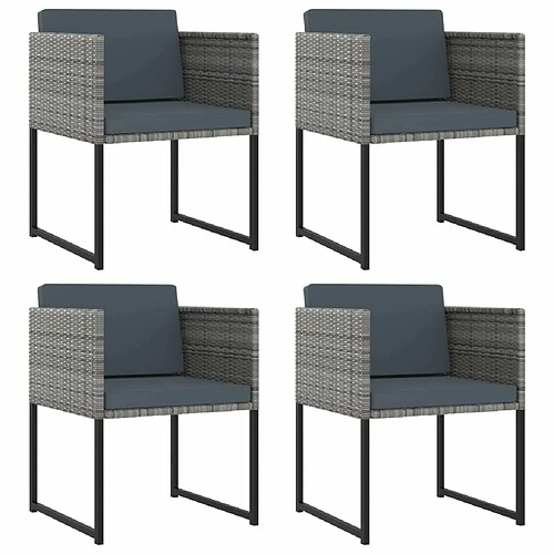 Maison Chic Salon de jardin 9 pcs + coussins - Mobilier/Meubles de jardin - Table et chaises d'extérieur Résine tressée Gris -MN38622