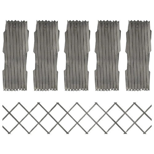 vidaXL Clôture à treillis 5 pcs Gris Bois de sapin massif 180x30 cm