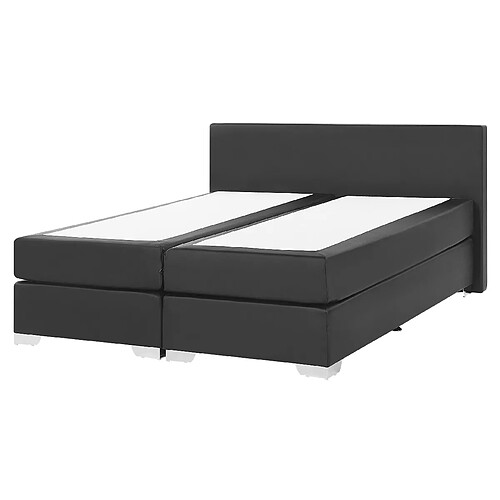 Beliani Lit boxspring en cuir PU noir 160x200 cm PRESIDENT