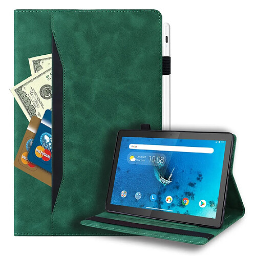 Etui en PU avec support et porte-stylo vert pour votre Lenovo Tab M10 TB-X605F