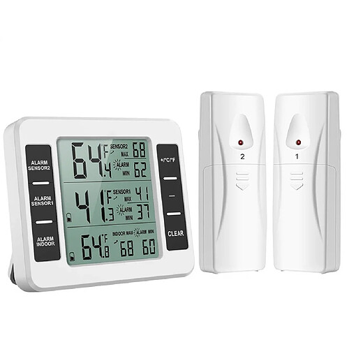 Thermomètre digital intérieur extérieur Capteur de température sans fil LCD Réfrigérateur d'alarme