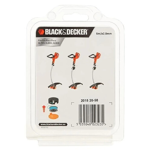 TETE - BOBINE - FIL BLACK & DECKER Bobine Reflex 6m fil 2mm