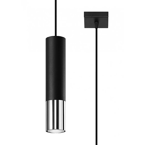 Luminaire Center Suspension design Loopez Acier Chrom,noir 1 ampoule 100cm