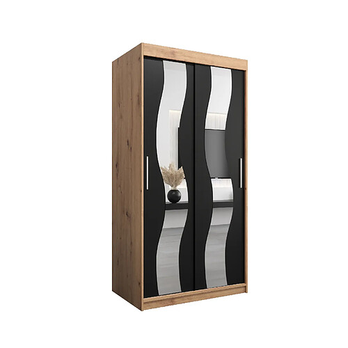 Abiks Meble Armoire Sewilla à portes coulissantes 200/100/62 2 portes (artisan/noir)