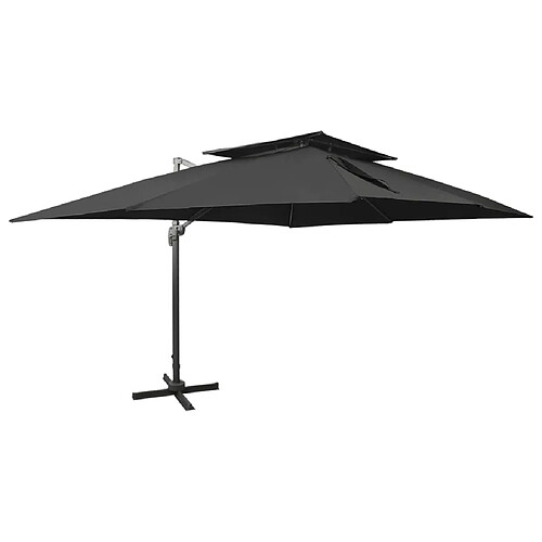 vidaXL Parasol de jardin en porte-à-faux avec double toit noir