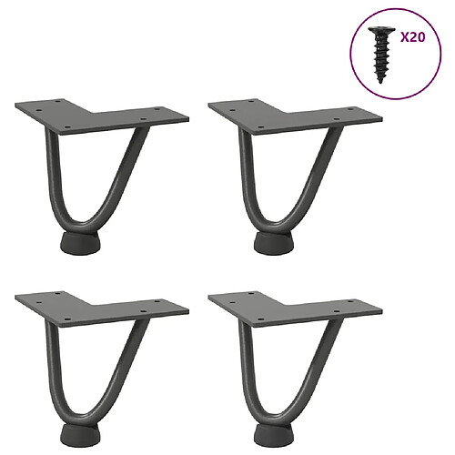 vidaXL Pieds de table en forme d'épingle à cheveux 4 pcs anthracite