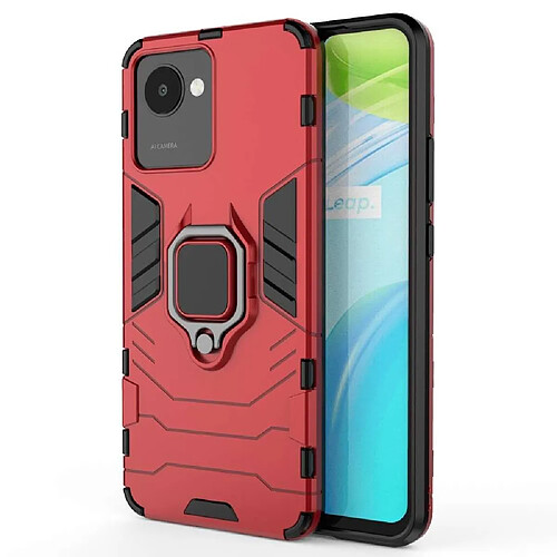 Htdmobiles Coque pour Realme C30 / Narzo 50i Prime - housse etui rigide anti choc + verre trempe - ROUGE