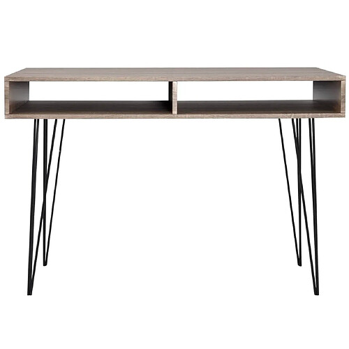 Maison Chic Bureau solide,Table de travail,Bureau d'ordinateur avec 2 compartiments Gris -GKD22123