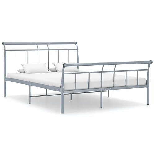 Maison Chic Lit adulte - Lit simple Cadre de lit,Structure du lit Contemporain Gris Métal 140x200 cm -MN19254