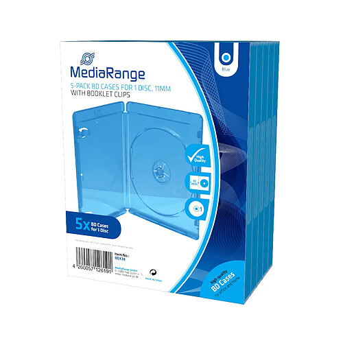 MediaRange BOX38 étui disque optique Blu-ray case 1 disques Bleu