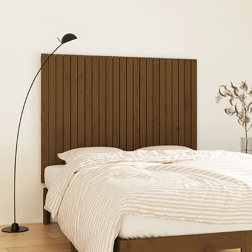 Maison Chic Tête de lit scandinave pour lit adulte,Meuble de chambre murale Marron miel 146,5x3x110cm Bois massif de pin -MN93910