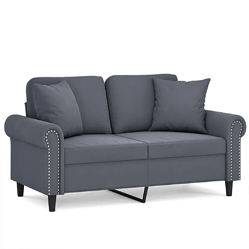 Maison Chic Canapé 2 places avec oreillers,Sofa de Salon,Canapé droit gris foncé 120 cm velours -GKD620042