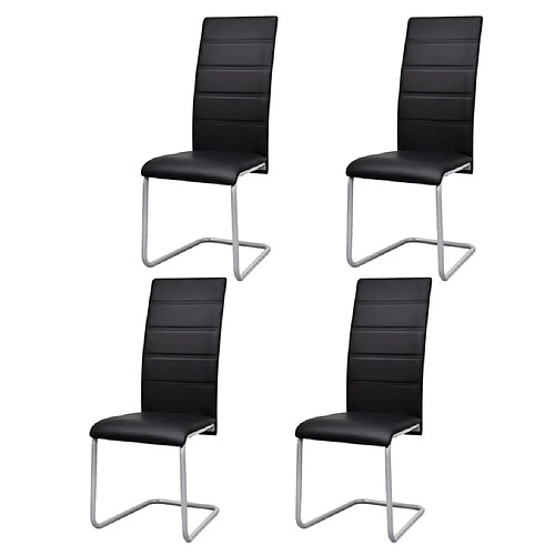 Maison Chic Lot de 4 Chaises à manger cantilever,Chaises de cuisine style scandinave - noir similicuir -MN74425