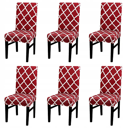 CJC Housse de chaise flexible 6 pièces bordeaux