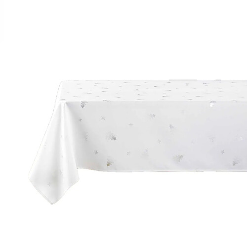 Douceur D'Interieur Nappe rectangulaire antitache et infroissable Sapins - 150 x 240 cm - Blanc et argent